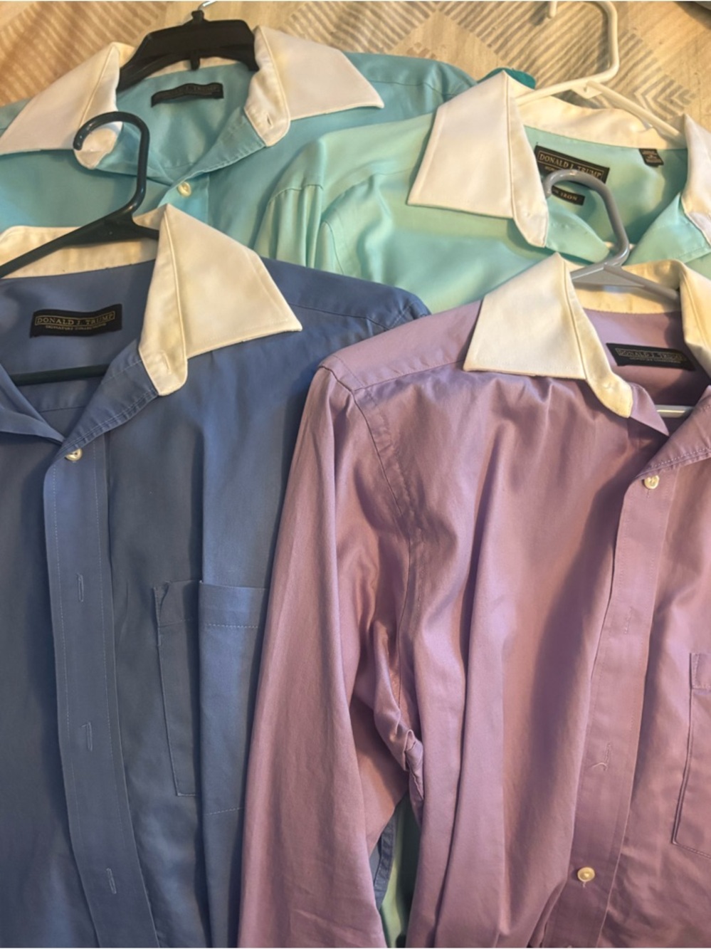 Donald J. Men’s Contrast-Collar Dress Shirt -assorted colors